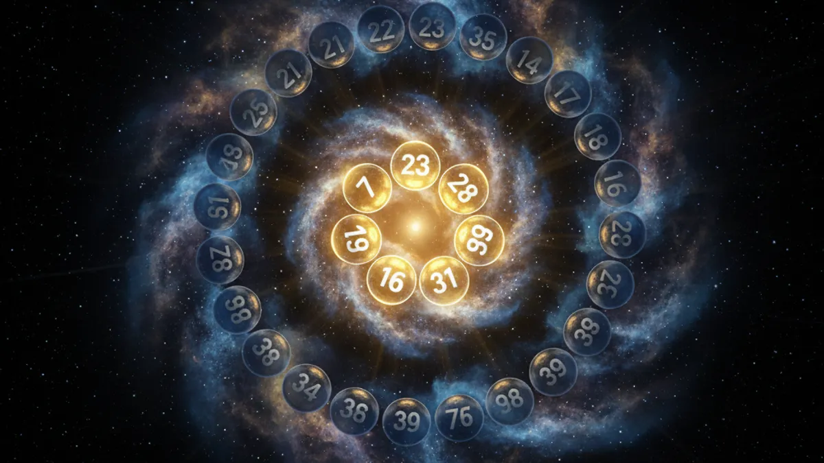 539 完整攻略指南：39 顆號碼球以螺旋星系形態排列，中央五顆金色球為中獎號