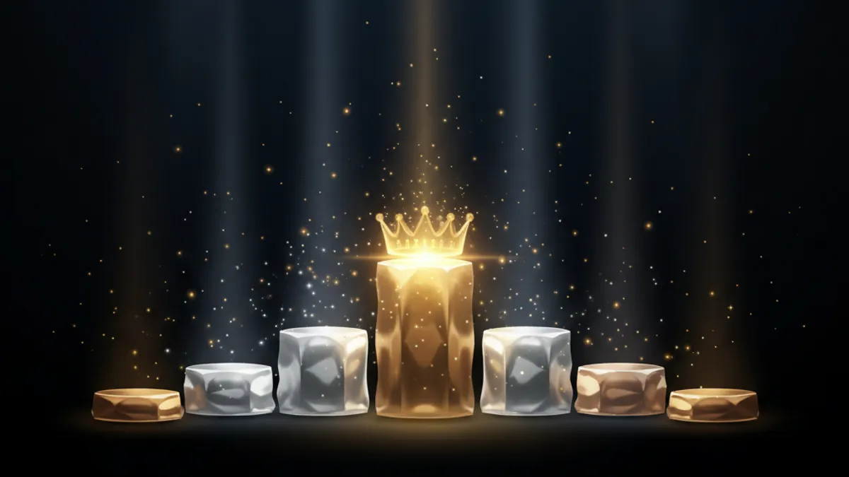 2026 娛樂城推薦排名：七個發光底座由中央最高向兩側遞減