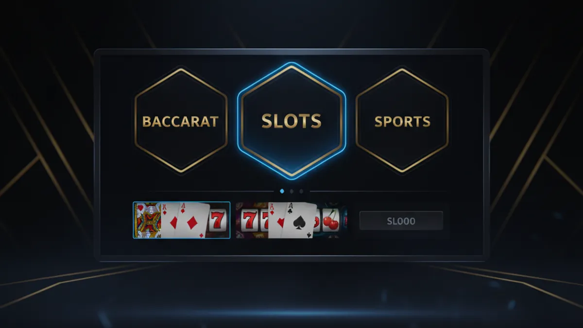 河神Online 遊戲大廳介面：百家樂、老虎機、體育投注分類