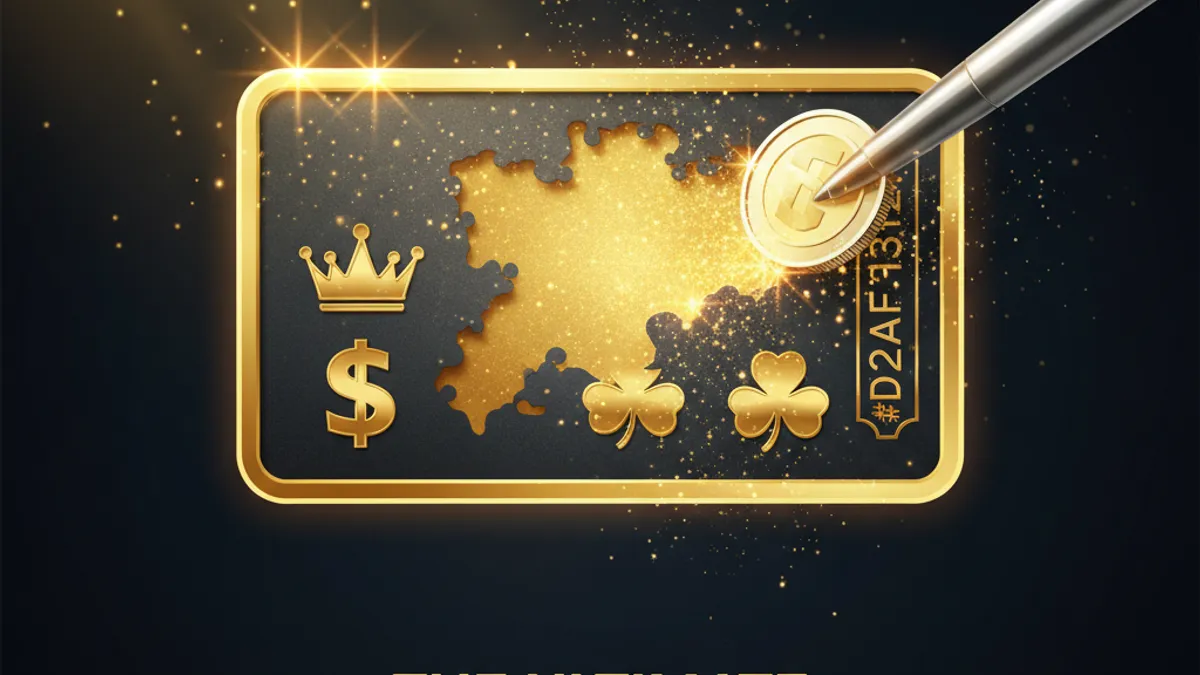 刮刮樂指南：金色刮刮卡正在被刮開，火花效果