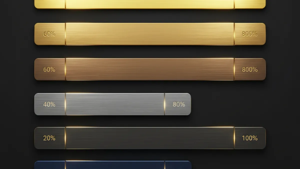 多款機台 RTP 比較：六條從金到藍漸變的水平金屬條